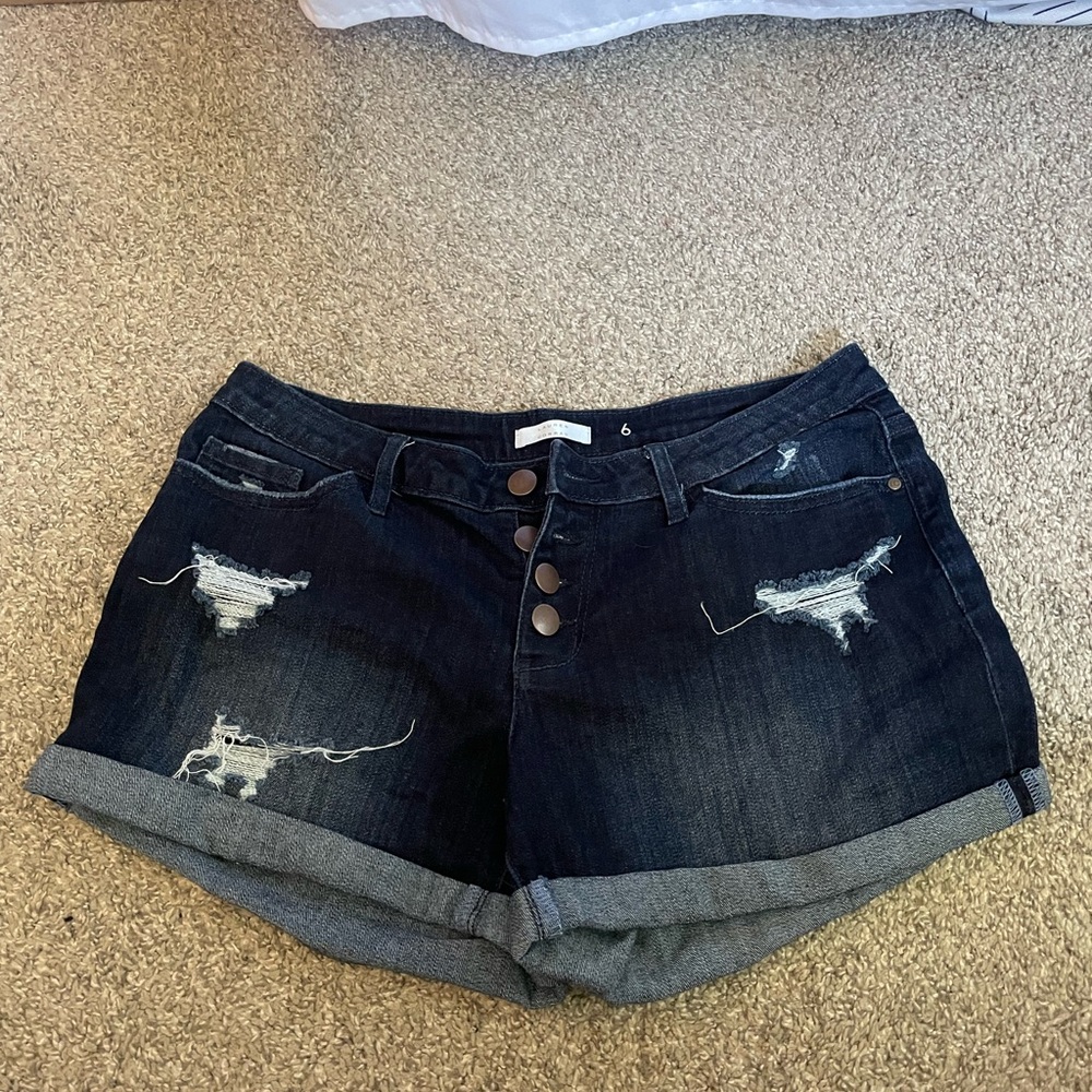 LAUREN CONRAD distressed denim shorts
